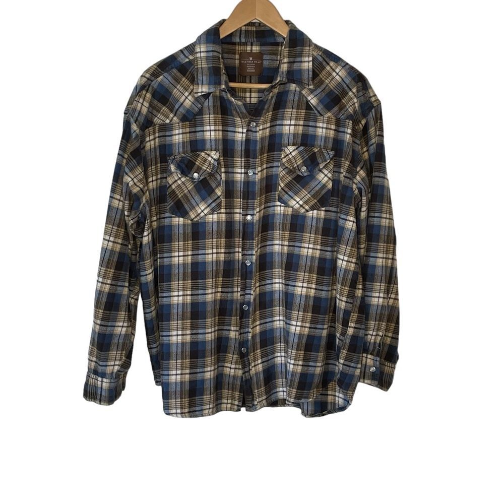 Weather Wear Men's Flannel Plaid Pearl Snap Button Down Size XXL